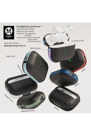 Movenchy Apple Uyumlu Airpods Pro 2 2.nesil Mo-a8 Armor Kılıf - Rainbow