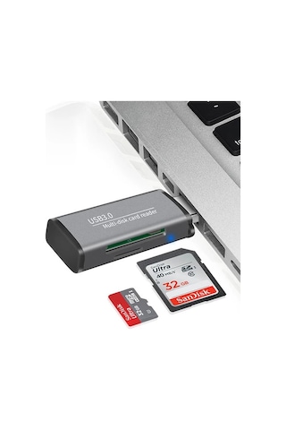Ads-105 Usb 3.0 Hızlı Card Reader Sd/tf Hafıza Kart Okuyucu- 5775 Gri