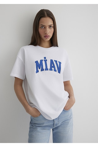 Mavi - Miav Baskılı Beyaz Tişört 1612457-620 Beyaz