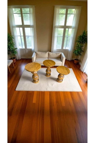Simillo 3 Lü Masif Ahşap Mantar Sehpa Seti Koyu Ceviz Renkli Doğal Zigon Yan Sehpalar - Mushroom Side Table Koyu Ceviz
