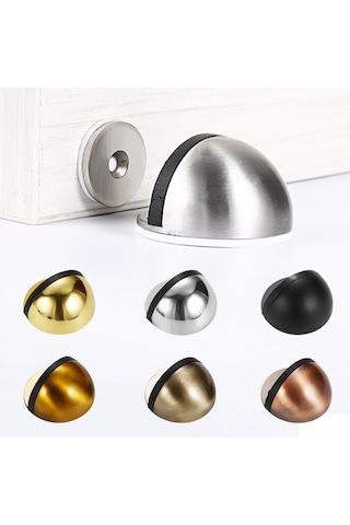 Geeroyoo Jemuon Kapı Durdurucu Seti, 8 Adet Paslanmaz Çelik Zemin Kapı Stoperi, Kauçuk Tamponlu Ve Kendinden Yapışkanlı Gümüş