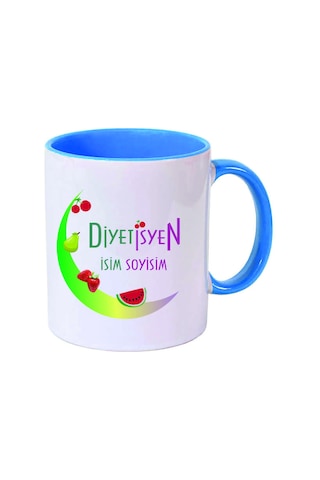 Diyetisyen Temalı Kupa Bardak Kişiye Özel İsim Tasarımlı Çok Renkli