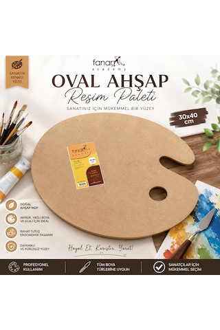 Dreamart Galery Resim Paleti, Ahşap Palet, Yağlıboya, Akrilikboya Guaj Boya Kullanımına Uygun