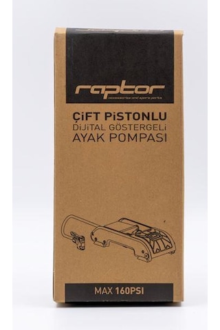 Raptor J44b-06 Çift Pistonlu Dijital Göstergeli Ayak Pompası Yüksek Basınçlı Bisiklet Pompası