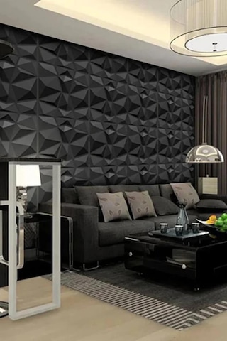 50cm X 50cm 1 Adet 3d Abs Malzeme Pvc Dayanıklı Duvar Paneli Silinebilir Geometrik Model Panel Siyah