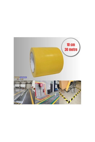 Yer Işaretleme Bandı Sarı 10cmx30m Sarı Zemin Bandı Sarı Ikaz Bandı 100mm Bant Marketim