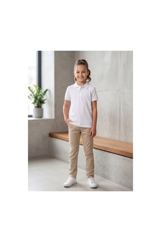 Deniva Kids Unisex Çocuk Beyaz %100 Pamuklu Polo Yaka Kısa Kollu Okul Ve Günlük Tişört