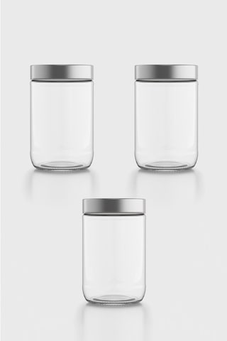 Renga Voca 660 Ml Metal Kapaklı 3'lü Cam Kavanoz Seti 131081 Gümüş