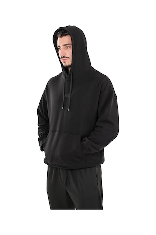 Musclecloth Elite Oversize Kapüşonlu Sweatshirt Siyah Siyah