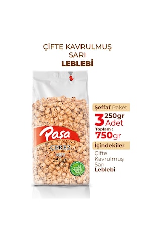 Paşa Kuruyemiş Çifte Kavrulmuş Sarı Leblebi 3 x 250 G