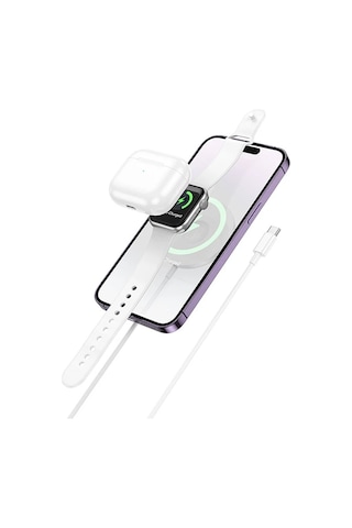 Hoco Cw50 15w Apple Uyumlu AirPods + Apple Uyumlu Watch+Apple Uyumlu iPhone3in1 Kablosuz Manyetik Hızlı Şarj Aleti- 5775 Standart