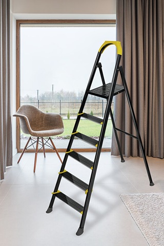 Ze Hardy 5+1 Basamaklı Özel Tasarım Hafif Merdiven Kaymaz Papuçlu Dayanıklı Paslanmaz 5+1 Basamaklı