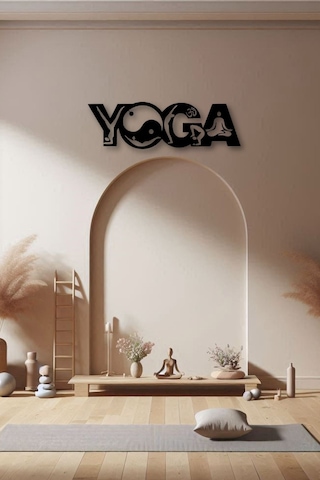 Ahşap Tablo Dekoratif Duvar Süsü Yoga Temalı Ahşap Panel Yoga Stüdyoları İçin Siyah Renk