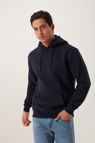 Polostate Erkek Kapüşonlu Kanguru Cep 3 İplik Sweatshirt Lacivert