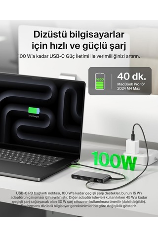 Belkin Avc023 7in1 100w Usb-c Multiport Hub 2x Usb-c , 2x Usb-a , 1x Hdmı 4k 60hz , Sdµ Sd Card Reader - Uzay Grisi