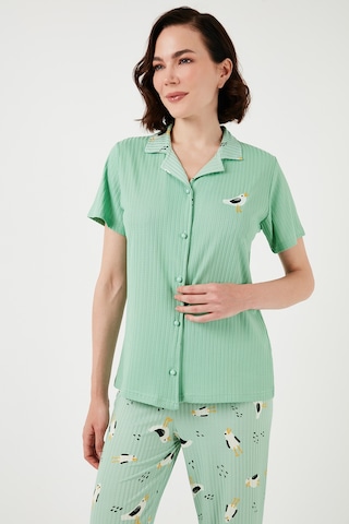Lela Regular Fit Gömlek Yaka Kısa Kollu Bayan Pijama Takımı 65740102 Mint