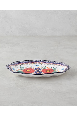 English Home Whimsy Stoneware Kayık Tabak 35 Cm Renkli Çok Renkli