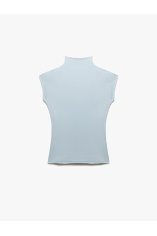 Koton Viskon Dik Yaka Kolsuz Slim Fit Body Mavi 5sak50375ek Mavi