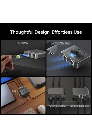 Lexroo Eh310 1 E 3 Gigabit Ethernet Splitter 1000 Mbps Tak & Çalıştır 4 Adet Gigabit Port