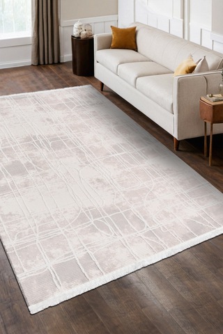 Volora Halı Koleksiyonu Yumuşak Dokulu, Modern İnce Form, Tozumaz Ve Kolay Temizlenebilir Krem - Pudra