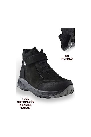 3564 Ortopedik Outdoor Erkek Çocuk Bot Ayakkabı Kaymaz Taban Siyah