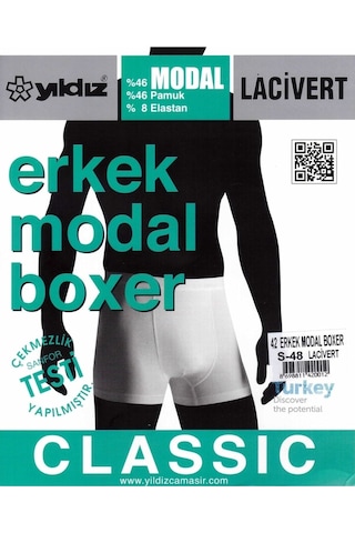 6'Lı Siyah Modal Erkek Klasik Boxer 40 001