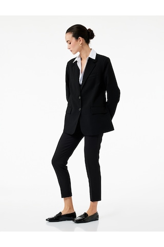 Koton Cepli Yüksek Bel Slim Fit Cigarette Pantolon Siyah 7wak40019uw