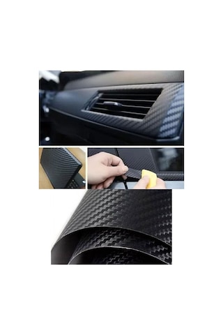 Karbon Fiber Folyo Hava Kanallı Araç Döşeme Kaplama Folyosu Siyah 30 Cm X 1 Metre