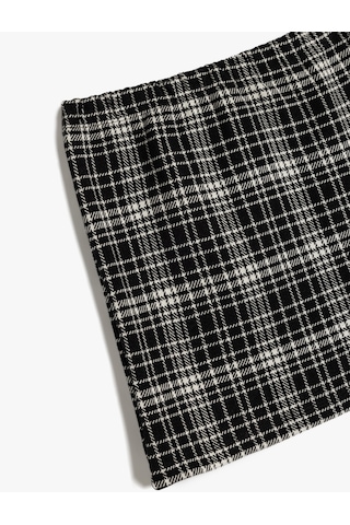 Koton Mini Etek Beli Lastikli Dar Kesim Siyah Ekose 5wkg70091ak Siyah Ekoseli Siyah