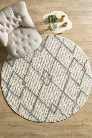Modern Boho Halı Krem Halı Jüt Tabanlı Salon Oturma Odası Halısı Yumuşak Bukleli Yuvarlak Krem