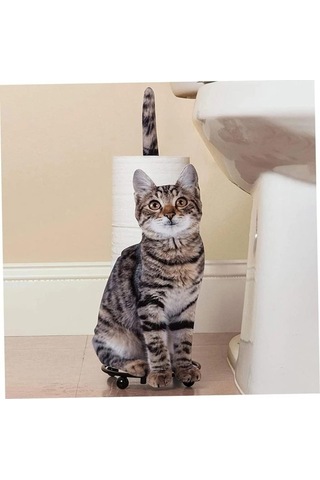 Novahub Kediler İçin Şık Tuvalet Kağıdı Tutucu, Kedi Şekilli, Montaj Kolay Diğer