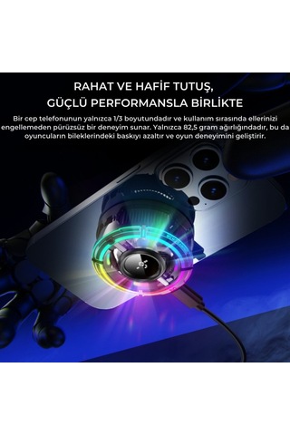 Polham Magsafe Ve Klipsli Rgb Led Süper Soğutucu 6000rpm Ultra Hızlı Fan Dijital Ekranlı Isı Göstergeli
