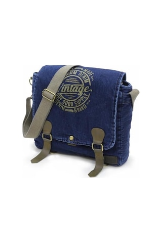 19V69 Italia Old Cotton Cargo 8045 Postacı Omuz Kanvas Tablet Evrak Laptop Okul Notebook Çantası 2774 Koyu Gri