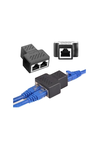 Ethernet Kablosu Adaptörü, Ethernet Rj45 To 2x Çoklayıcı Dişi Splitter Adaptör, Yüksek Hızlı Rj45 Çoğaltıcı