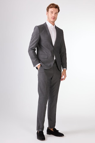 Dufy Koyu Gri Mono Yaka Slim Fit Casual Takım Elbise K.gri