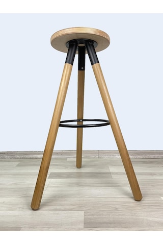 Banco Bar Sandalyesi, Bar Taburesi 74cm Ahşap Ayak Ahşap Oturak Çok Renkli