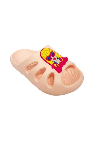 Akım E300-24 Barbie Figürlü Suya Dayanıklı Kız Çocuk Terlik 24-35 Pudra