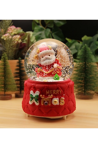 Yılbaşı Noel Babalı Kar Küresi Christmas Işıklı, Müzikli Ve Kar Motorlu Mega Boy Kar Küresi Premium