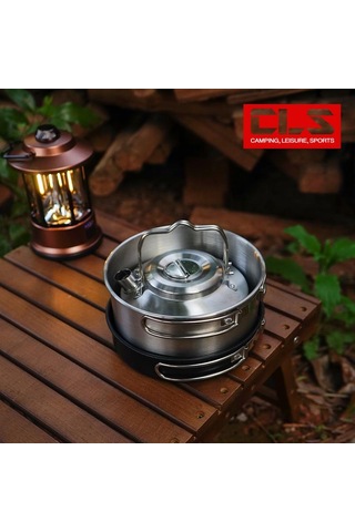 "cls 1l Ultra Hafif Paslanmaz Çelik Kamp Su Isıtıcısı Taşınabilir Açık Hava Çaydanlığı Ve Kahve Potu" Gümüş