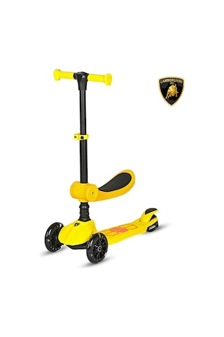 L5-2ın1-y Lamborghını Lisanslı Katlanır Oturaklı Işıklı Scooter Sarı Çok Renkli