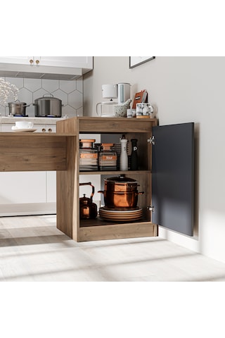 Milano Bar Masası Dolaplı Yüksek Mutfak Yemek Masası