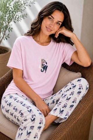 Nisanca Luna Kısa Kol Kadın Pijama Takımı Yumuşak Dokulu, Nefes Alabilir, Rahat Ev Giyim Seti Pembe