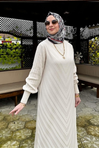 Yağmur Triko Elbise Taş Normal