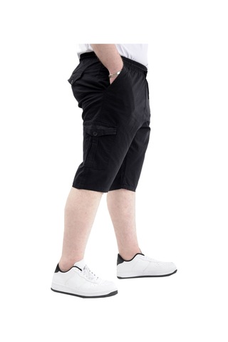 Mode Xl Büyük Beden Erkek Kapri Kargo Cepli Beli Bağlamalı Valencıa 21404 Siyah Siyah