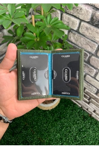 Guard Antik Yeşil Hakiki Deri Kartlık Erkek / Kadın P1169 Yeşil
