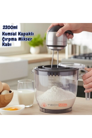 Technow Vip Ahmet Vp-023 2200ml Kumsal Kapaklı Çırpma Mikser Kabı Füme