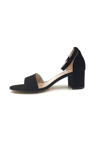 Ayakkabımood Gizzah Siyah Süet 5Cm Bayan Tek Bant Topuklu Ayakkab