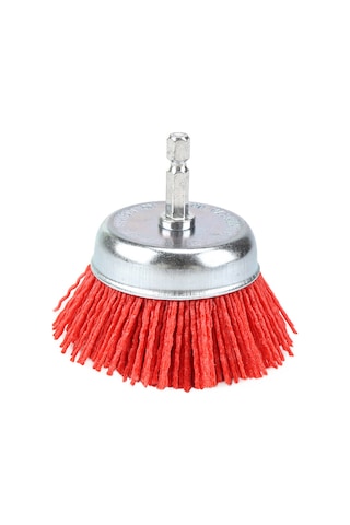 Singree Matkap İçin 3 İnç Naylon Tel Fırça - 1/4 İnç Şaftlı Kırmızı