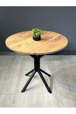 Saray Atlantik Çam Yuvarlak Mutfak Yemek Masası Balkon Metal Ayak