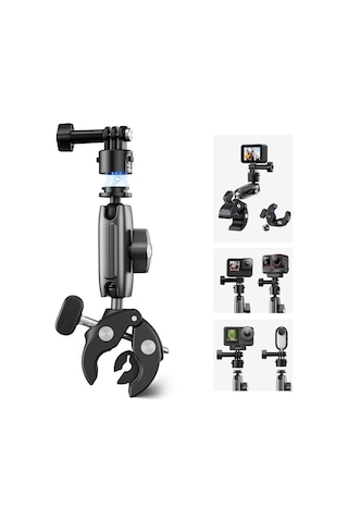 Ayex Crab Claw Clamp Mount Telesin S3-hbm-01 Aksiyon Kamera Kelepçe Aparatı Gopro Djı İle Uyumlu